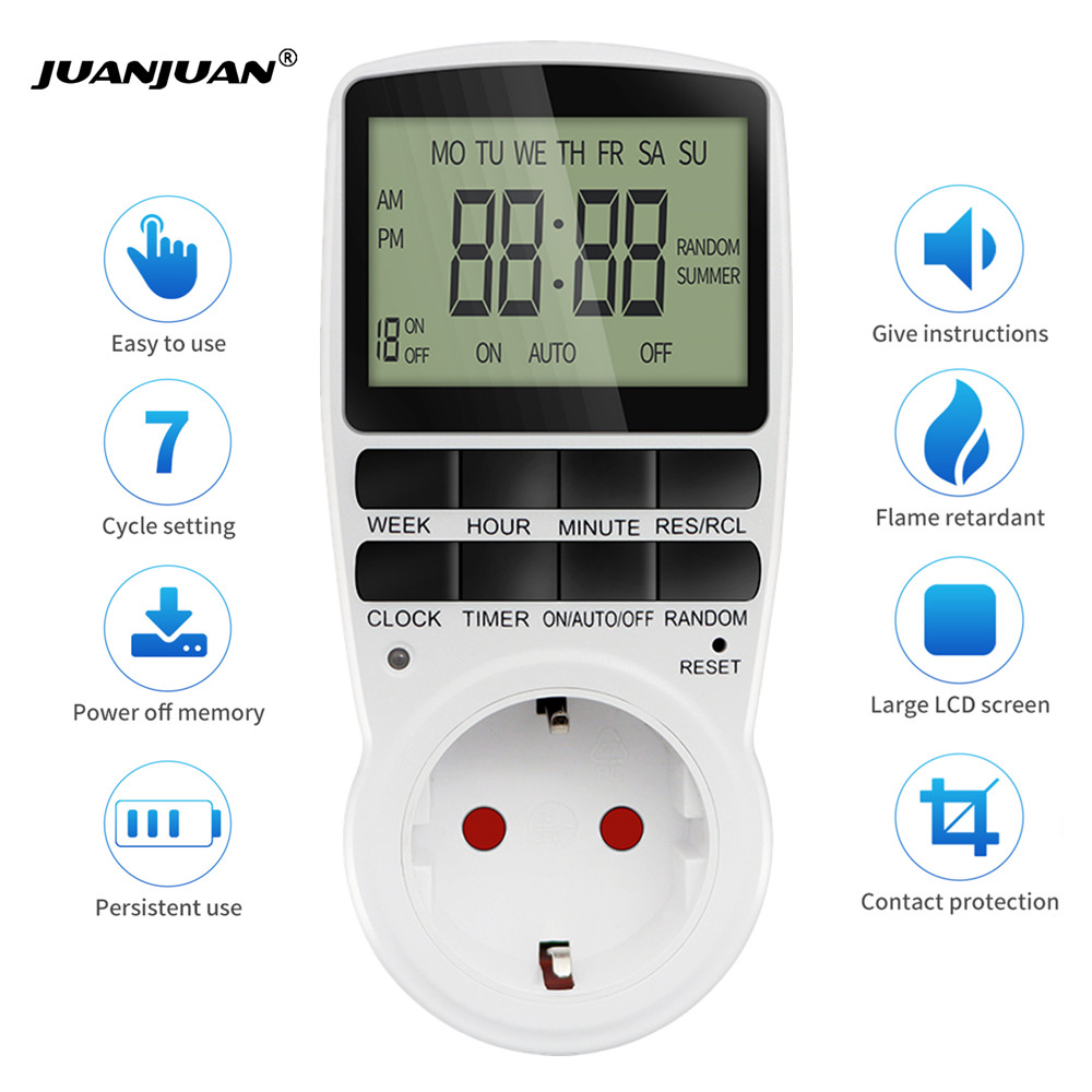 Kitchen Appliances Uk - Elektroniczny cyfrowy wyłącznik czasowy 12/24-godzinny programowalny